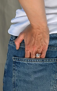 Cushion Cut Engagement Ring with 3.25 Carat TW of Lab Created Diamonds in 14kt White and Rose Gold