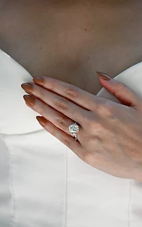 Cushion Cut Engagement Ring with 3.25 Carat TW of Lab Created Diamonds in 14kt White and Rose Gold