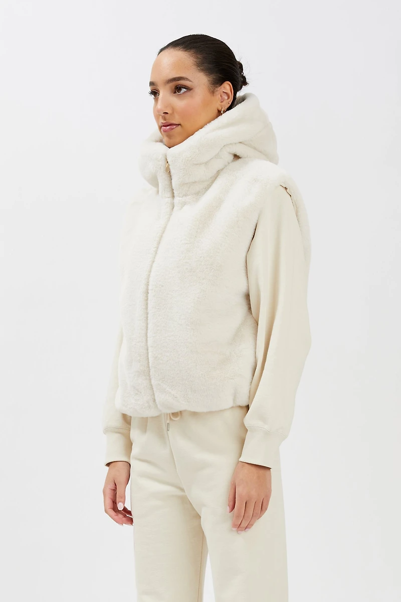 ELARA | Gilet Puffer en Fausse Fourrur