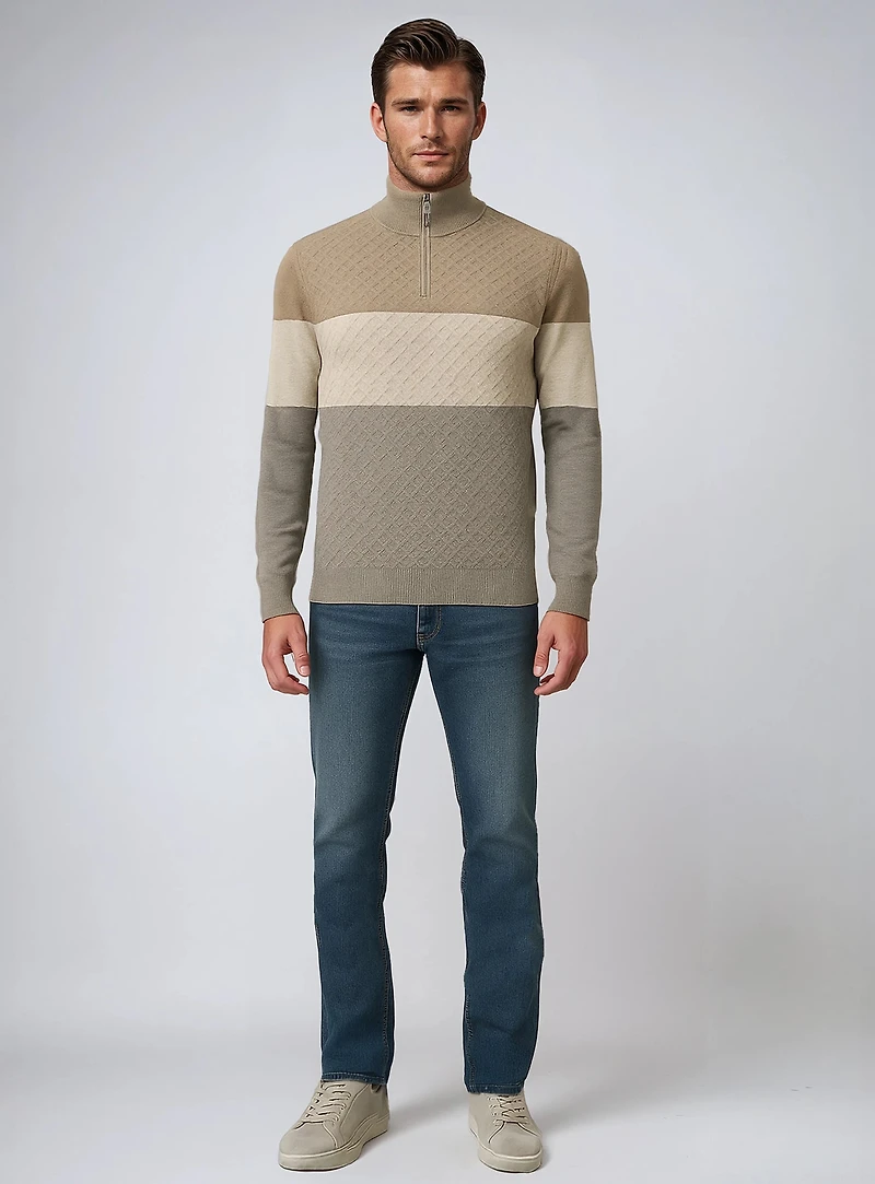 LUC | Cashmere like Quarter zip long-sleeve Sweater