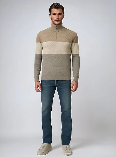 LUC | Cashmere like Quarter zip long-sleeve Sweater