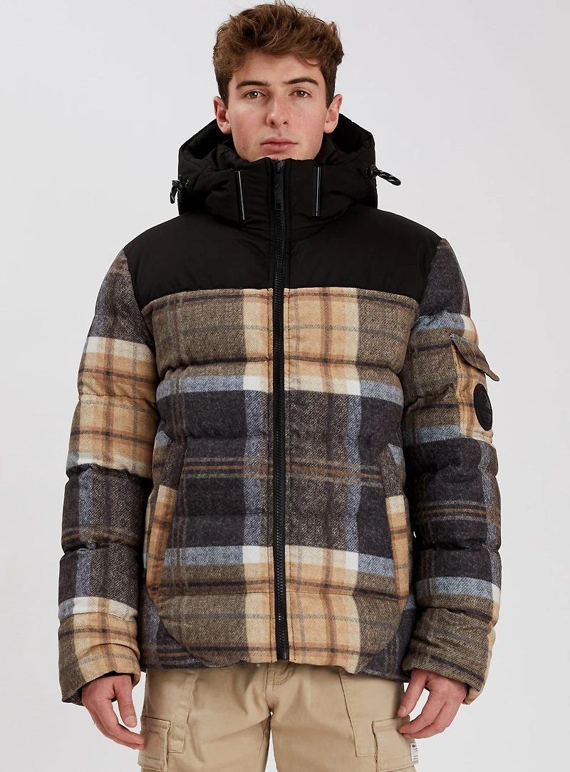 COURCHEVEL | Puffer Cashmere-Touch Printed Check