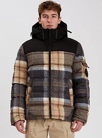 COURCHEVEL | Puffer Cashmere-Touch Printed Check