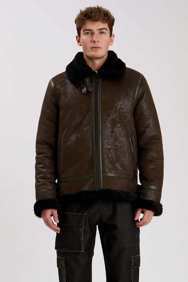 BRADLEY | Aviator vegan shearling jacket