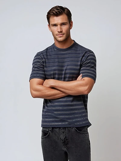 ANDIE | Striped Textured Knit T-Shirt