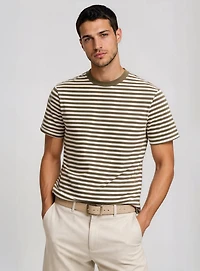 MICAL | Semi Fit Striped Crewneck T-Shirt