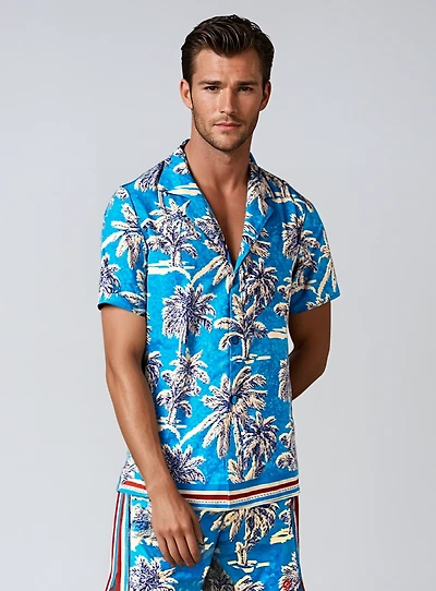 JUNO | Quick Dry Palm Printed Stretch Shirt