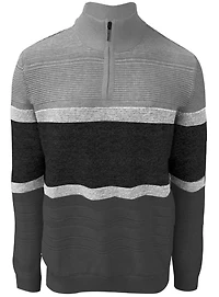 LENNY | Raised Stripe Fine-Gauge Mock-Zip Sweater