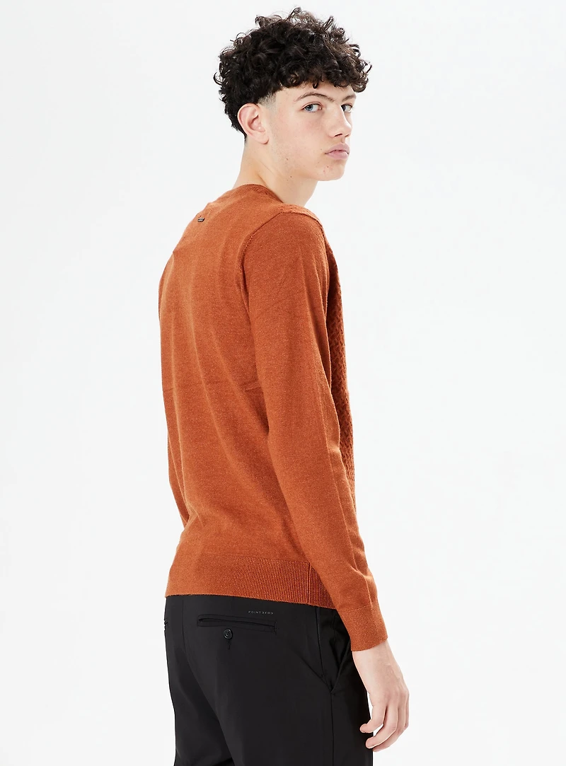 CASEL | Cashmere-Touch Textured Crew Neck Sweater