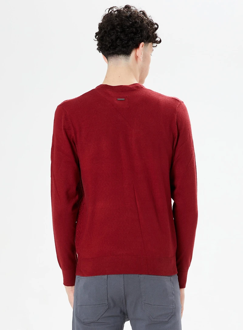CASEL | Cashmere-Touch Textured Crew Neck Sweater