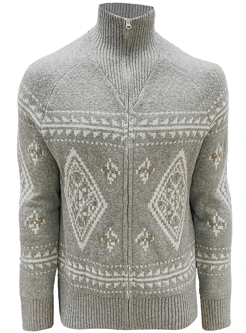 STEFAN | Jacquard Full-Zip Sweater with High Mock Neck