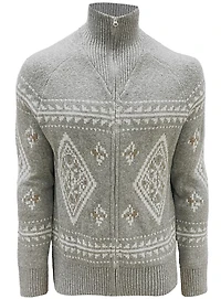 STEFAN | Jacquard Full-Zip Sweater with High Mock Neck