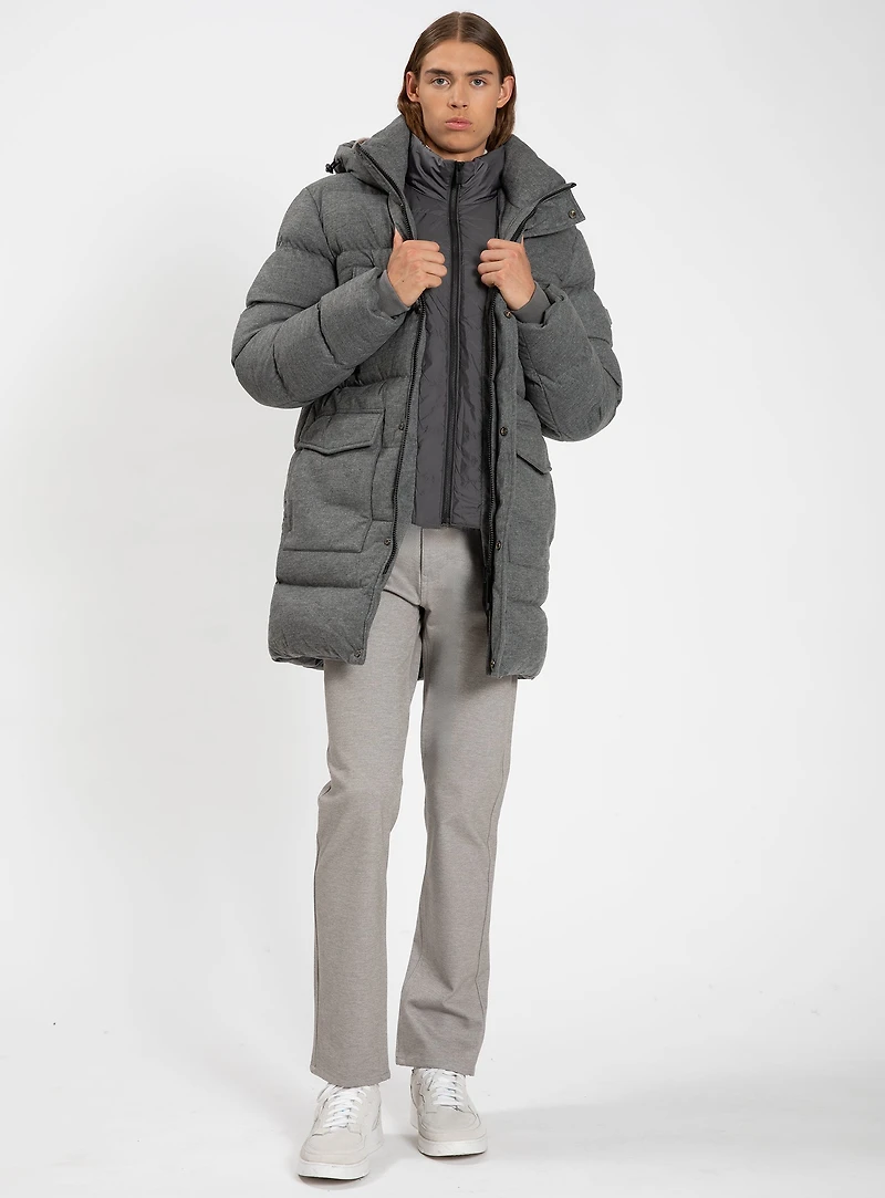 LUCIANO | Long Cashmere-Touch Heather Parka