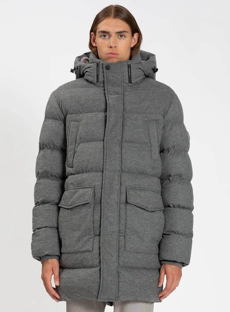 LUCIANO | Long Cashmere-Touch Heather Parka