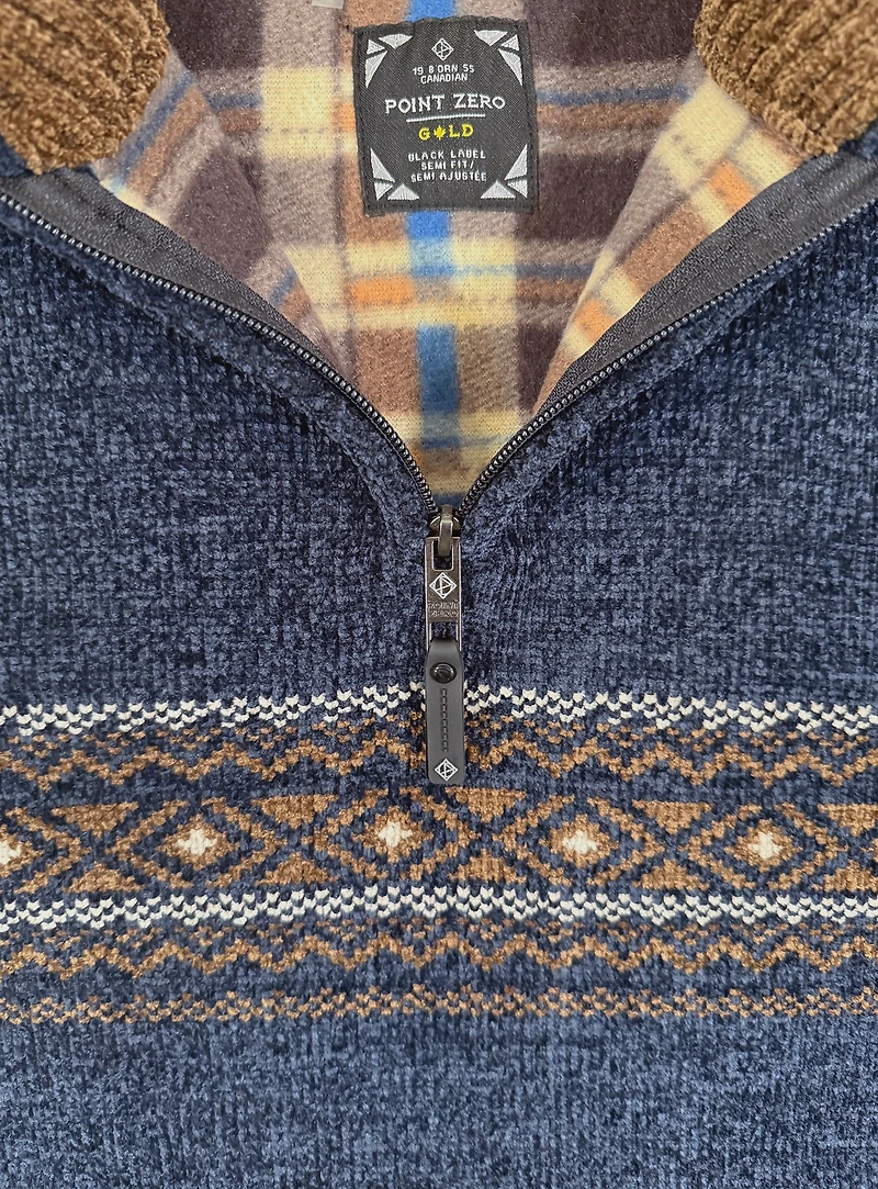 ETHAN | Bonded Chenille Micro-Fleece Quarter-Zip Sweater