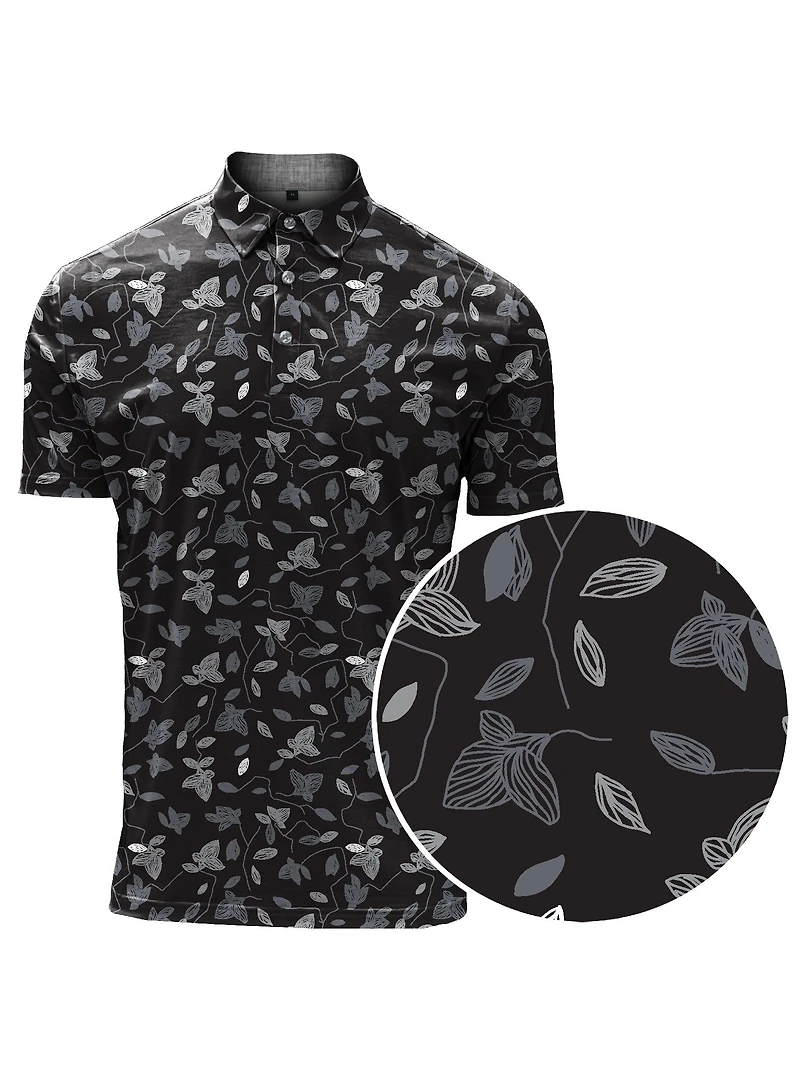 ADRIAN | Semi-fit fine jersey polo with all-over floral paisley print