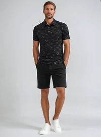 ADRIAN | Semi-fit fine jersey polo with all-over floral paisley print