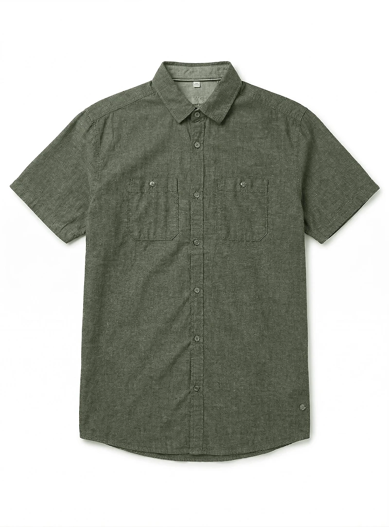 JON | Chemise à Manches Courtes En Lin Et Coton Slub