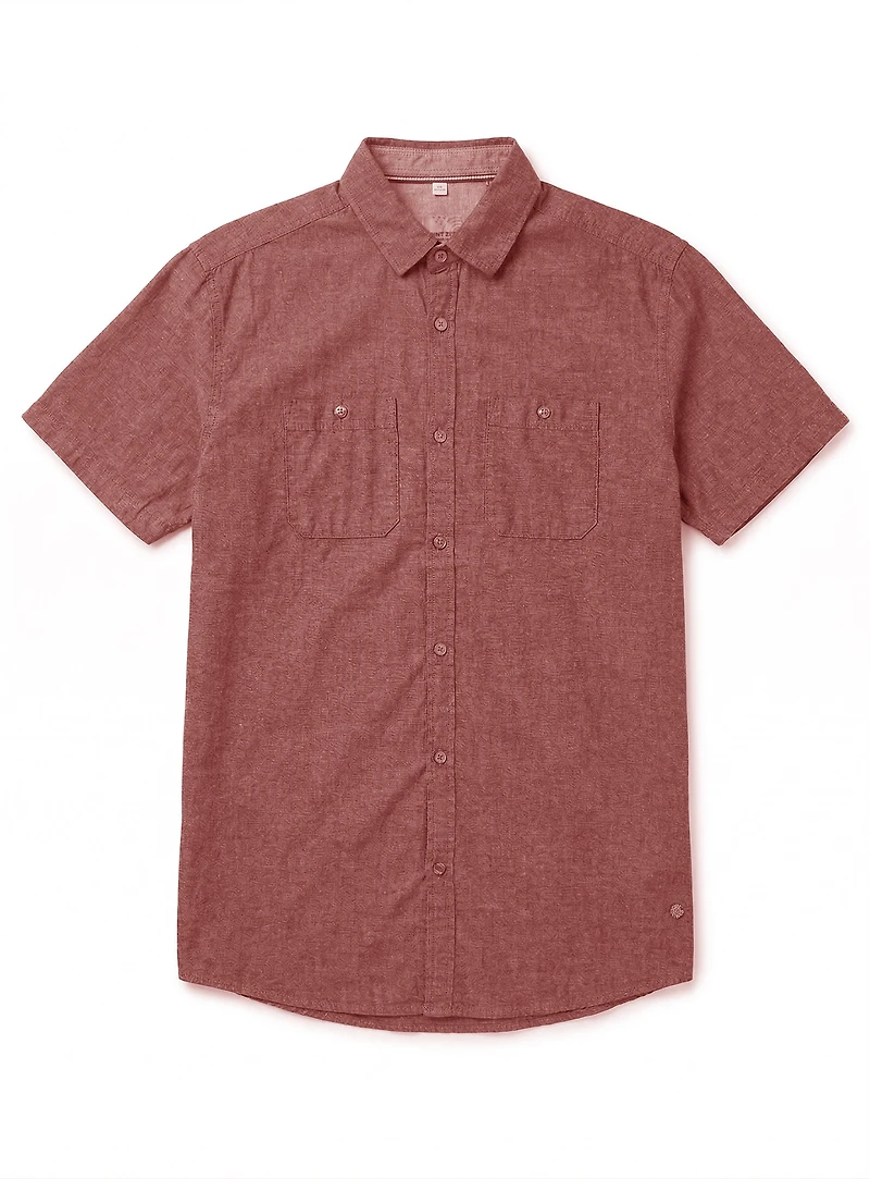 JON | Chemise à Manches Courtes En Lin Et Coton Slub