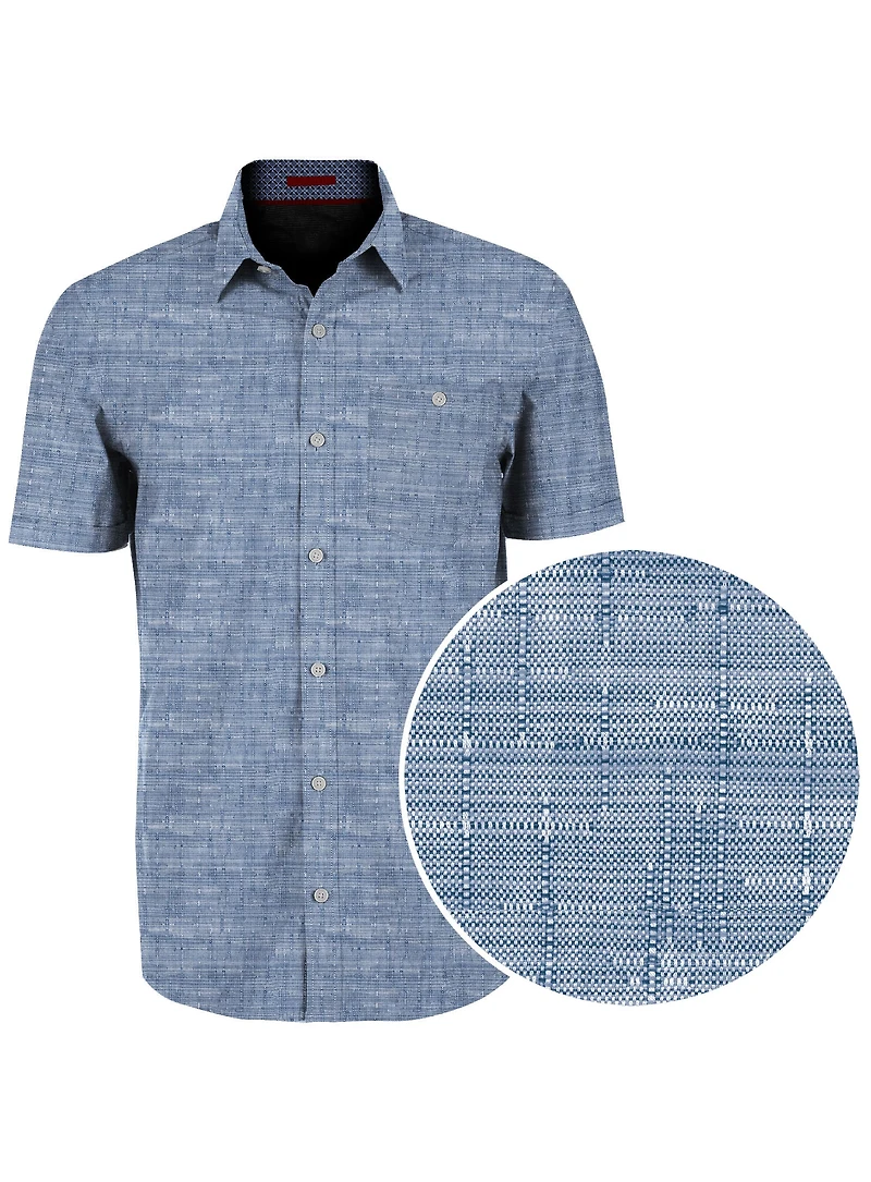 MAXIME | Chemise à manches courtes en tissu extensible à imprimé textu