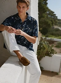 WAGNER | 4 Way Stretch Chest Pocket Shirt With Sakura Print