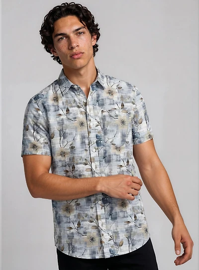 KANG | Textured Floral Performance Shirt