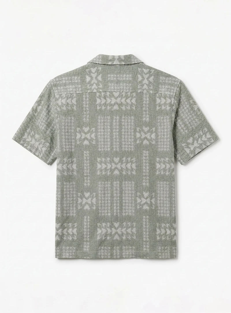 LUIS | Geometric Knit Cuban Collar Shirt