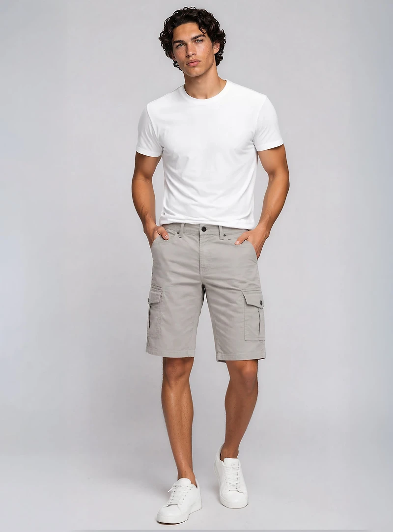 VANCE | Bermuda Cargo En Sergé Extensible À Texture Slub