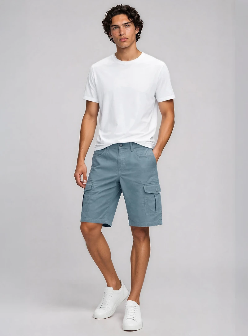 VANCE | Bermuda Cargo En Sergé Extensible À Texture Slub