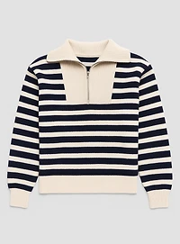 TELA | Half Zip Striped Sweatshirt