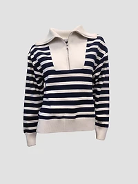 TELA | Half Zip Striped Sweatshirt