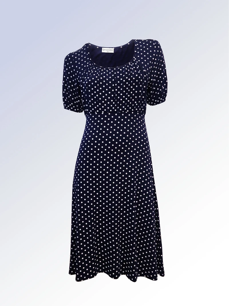 DAISY | Short-Sleeve Polka Dot Midi Dress