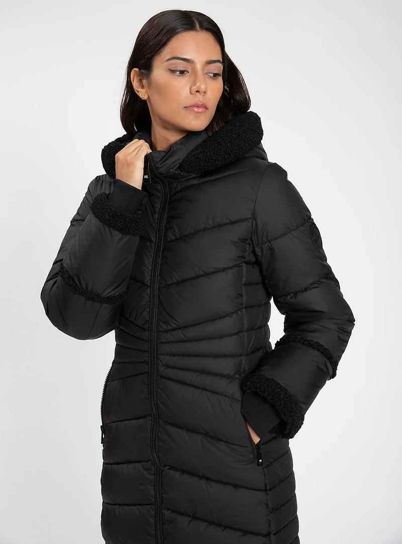 OKSANNA | Long parka with sherpa accents