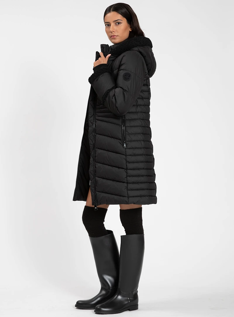 OKSANNA | Long parka with sherpa accents