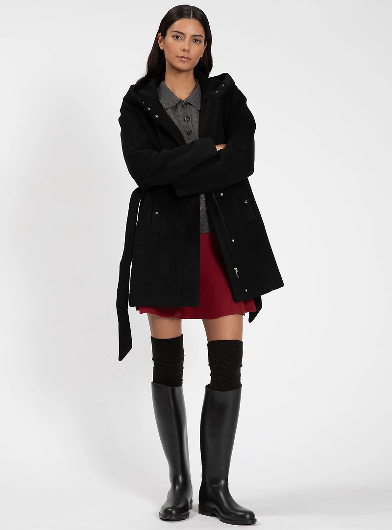 HILLARIA | Belted Melton Coat