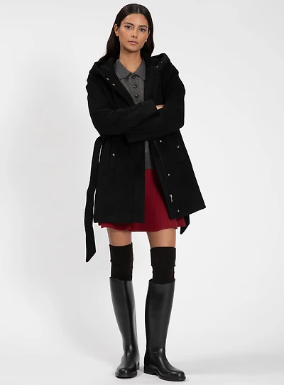 HILLARIA | Belted Melton Coat