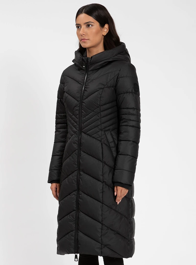 VALENTINA | Star-Stitch Chic Long Puffer Jacket