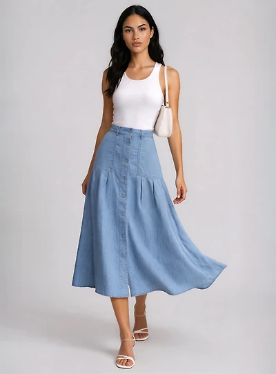 GHITA | Jupe midi plissée à