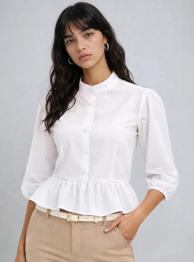 BRYNA | Chemise péplum à manches longues