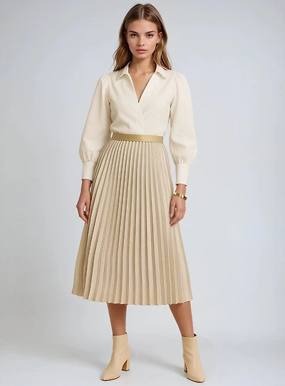 LILOU | Pleated Midi Skirt