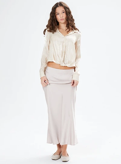 SOLENE | Jupe Midi Satinée