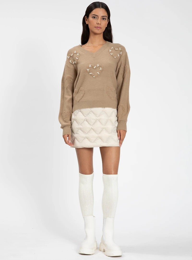 MAIRA | Heart Embellished Knit Sweater
