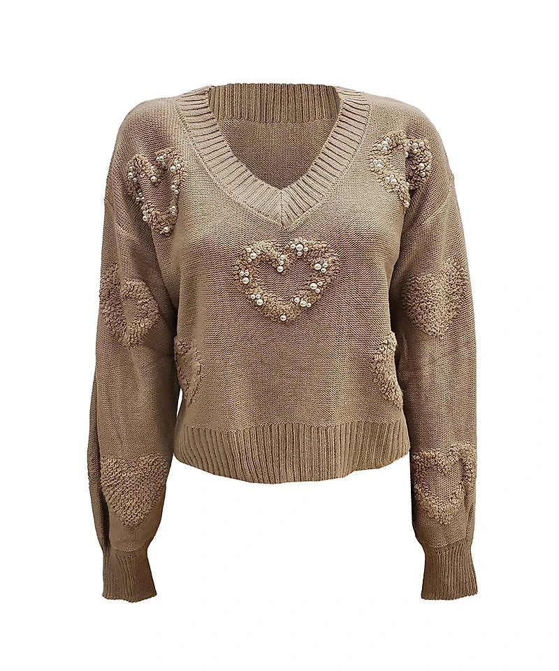 MAIRA | Heart Embellished Knit Sweater