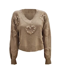 MAIRA | Heart Embellished Knit Sweater