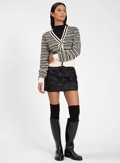 JULIE | Striped Knit Cardigan with Bow Details