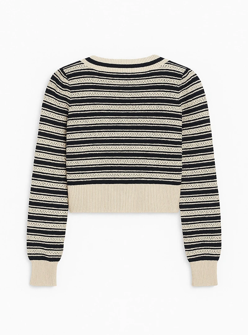JULIE | Striped Knit Cardigan with Bow Details