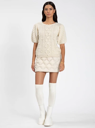 BINTA | Short-Sleeve Bobble Knit Sweater