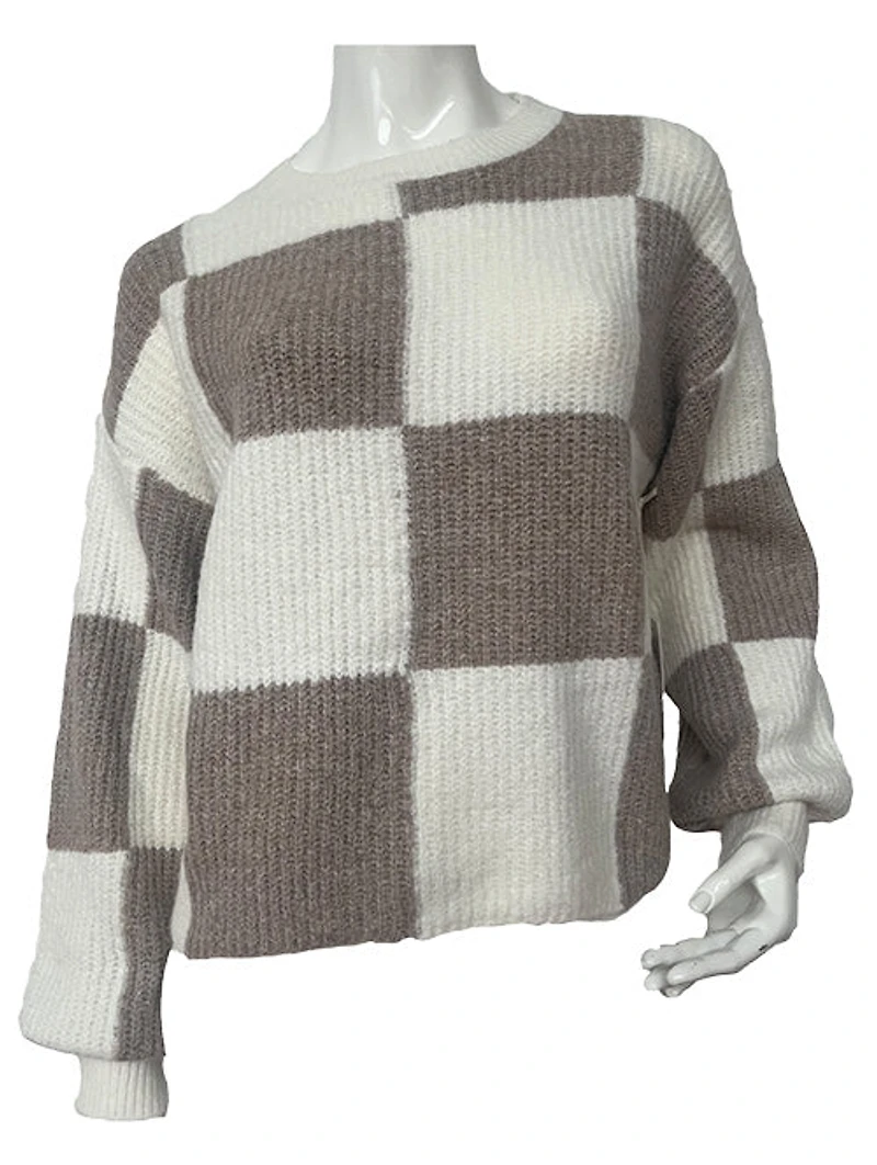 IMANI | Checkerboard Knit Sweater