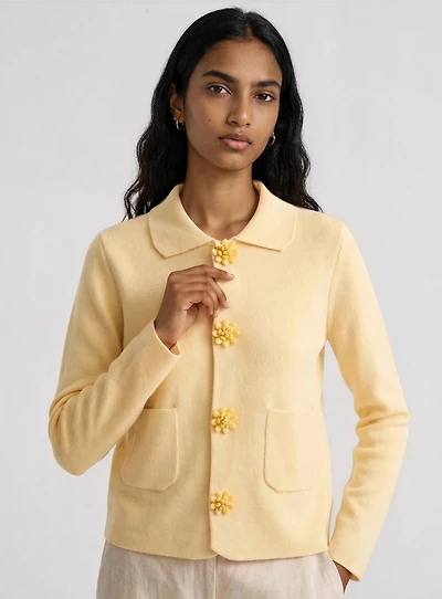 AGATHE | Knit Cardigan with Flower-Shaped Buttons