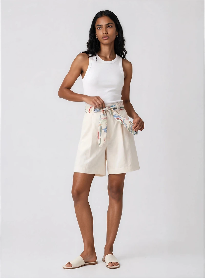 NERINA | Shorts With Printed Scarf Belt